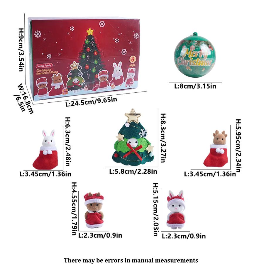 MSFTOYS 6er Set Kreative Weihnachtsbaum Anhänger mit Kaninchen, Rentier und Baby Puppe in Multicolor - Bild 5