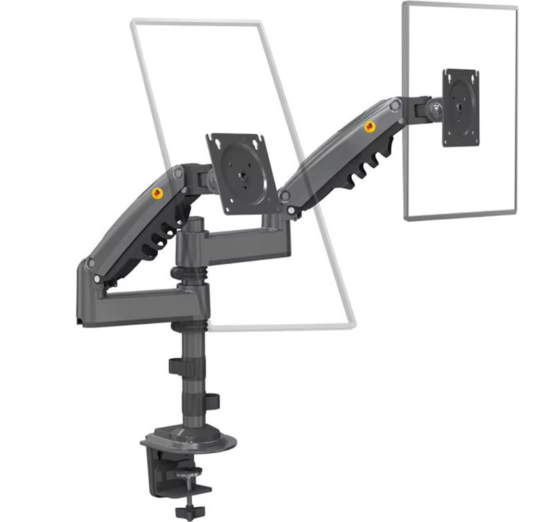 NB H180 Doppelmonitorhalterung mit Gasdruckfederarm in Weiß für 17-27 Zoll Monitore, Traglast pro Arm 2-9 kg - Bild 1