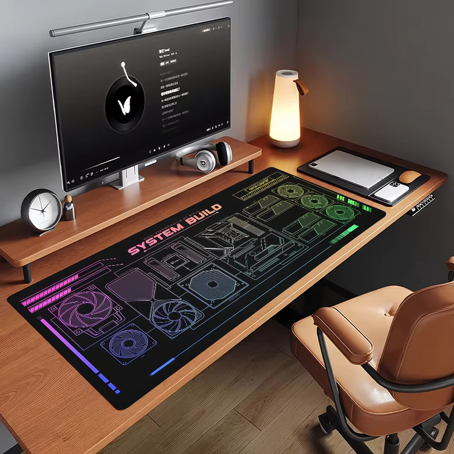 System Build Mauspad für Computer und Laptop, rutschfeste Schreibtischunterlage aus Gummi, multicolour - Bild 5