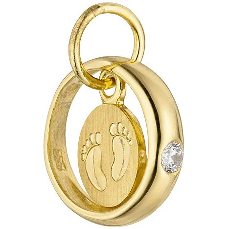 Colfem Anhänger Babyfüße, 333 Gelbgold, Zirkonia, Kinder - Bild 1
