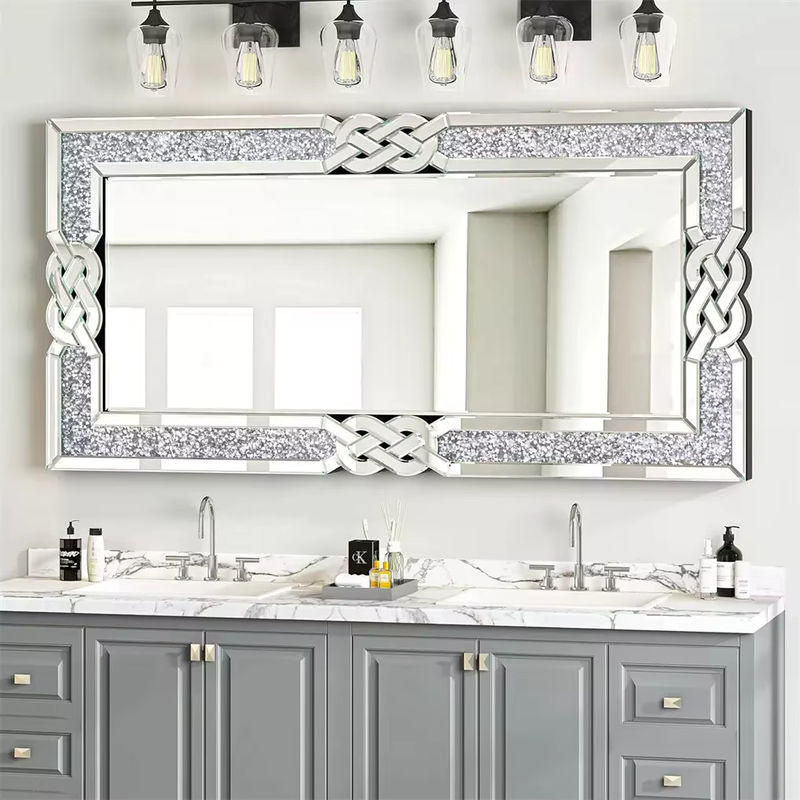 Wisfor Wandspiegel in Silber mit rechteckigem Glas und dekorativem Kristallrahmen, B/H: 90 x 90 cm - Bild 2