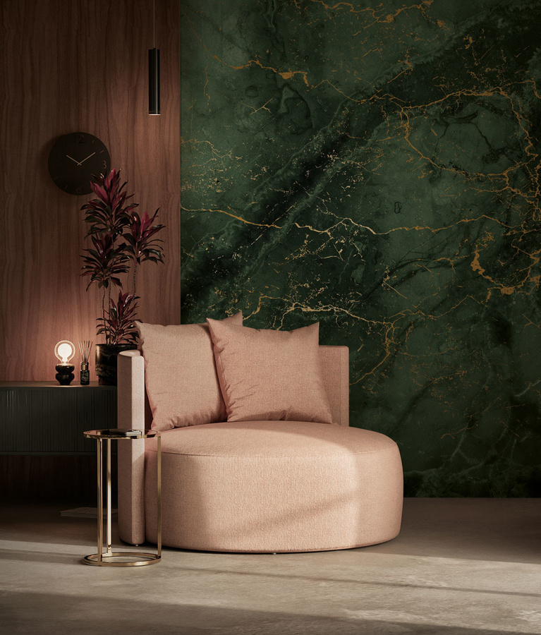 KEK Amsterdam Mural Marble Green Uyterlinde Wandtattoo in Grün und Gold, abstrakt und modern, B: 195 cm, H: 280 cm - Bild 1