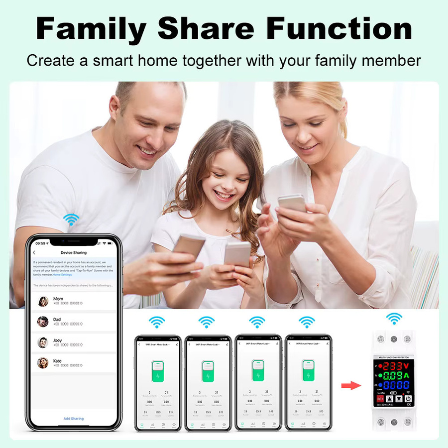 Tuya Smart 3in1 WIFI Leistungsschalter mit Energie Metering, Timer und Leckageschutz in Weiß - Bild 4