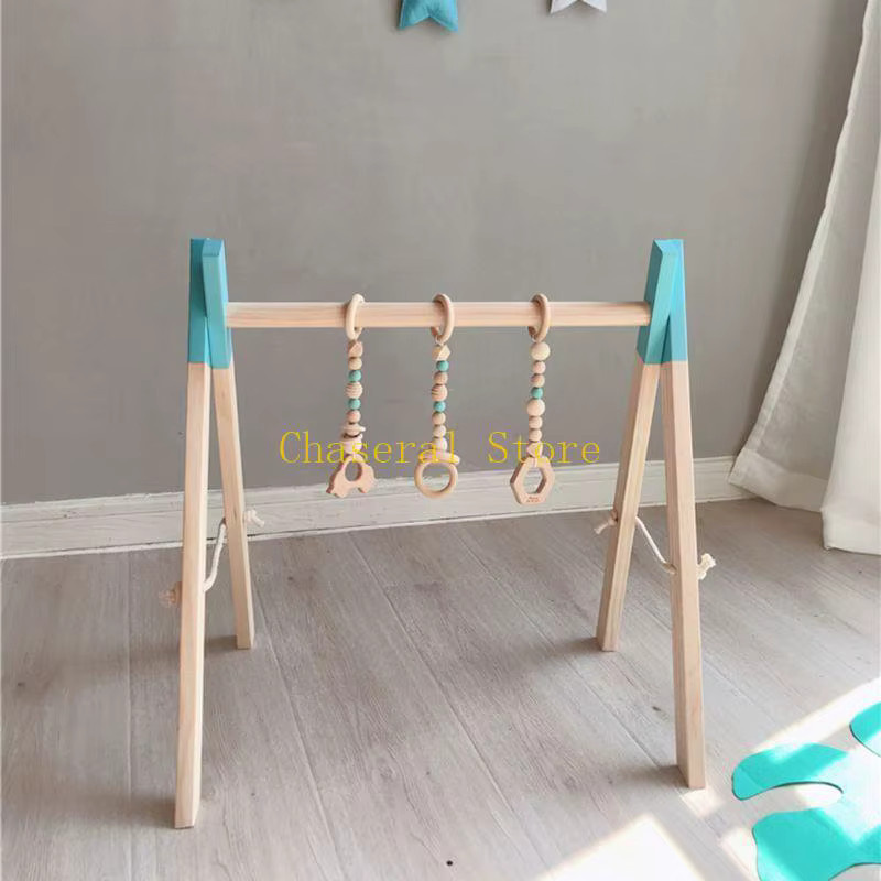 E7CE Nordic Baby Fitness Rack aus Holz in Braun für das Kinderzimmer - Bild 1