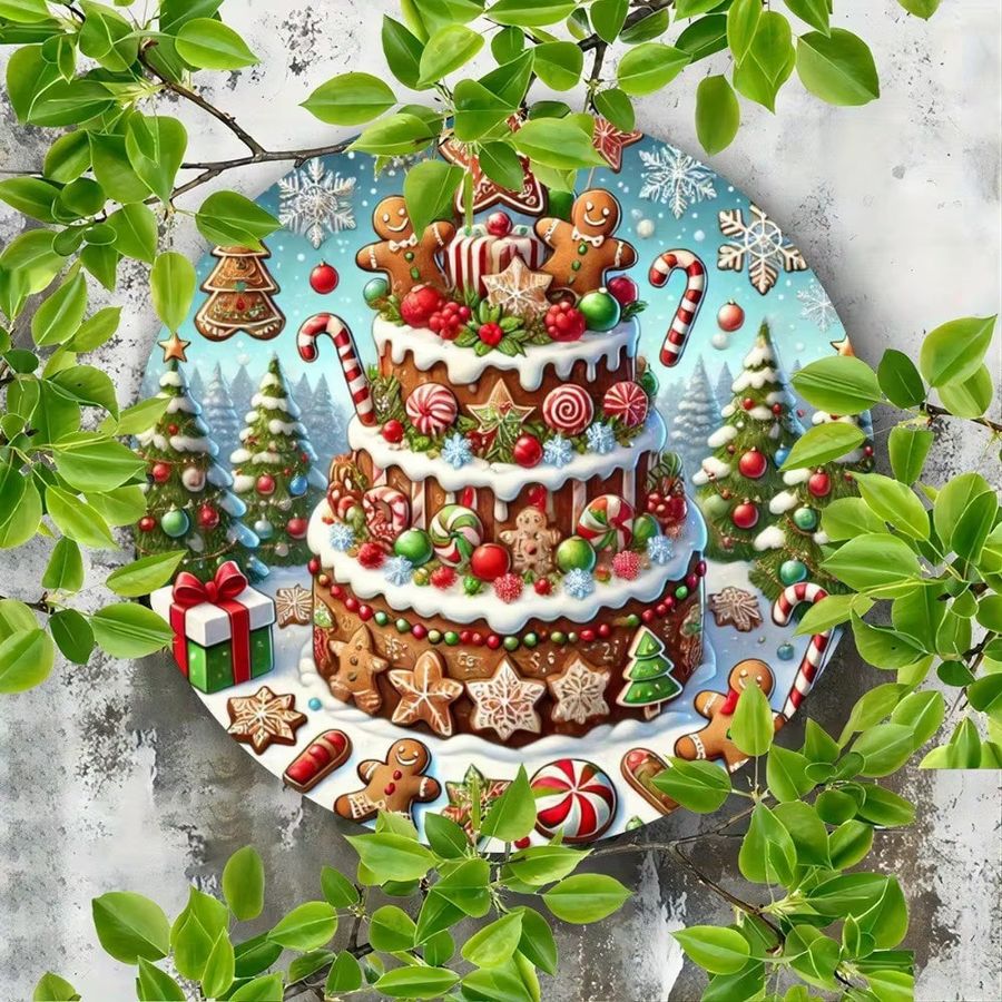 Personalisiertes Weihnachts-Lebkuchen Metallschild von CIFBUY in Multicolor zur Dekoration von Tür und Veranda - Bild 4