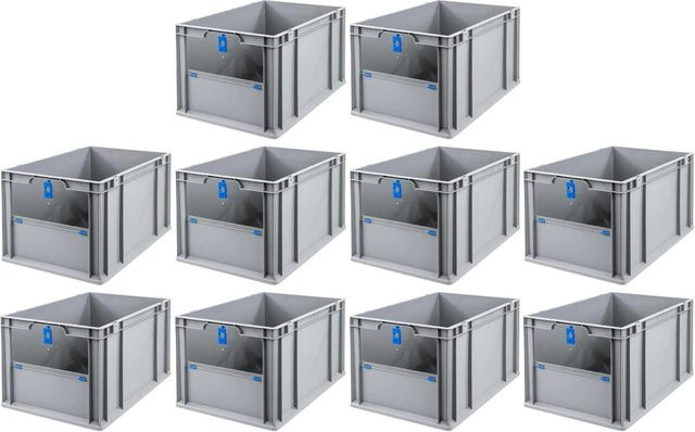 PROREGAL SparSet 10x Eurobox NextGen Insight Cover Eurobehälter mit verstärkten Wänden, Blau, H x B x T: 32 x 40 x 60 cm, 65 Liter - Bild 1