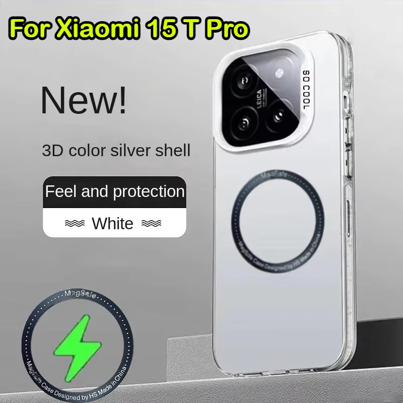 MagSafe Wireless Charging Schutzhülle für Xiaomi 15 17 14 Ultra 13 T Pro Max, Matte Frosted Case aus TPU + PC, Schwarz - Bild 1