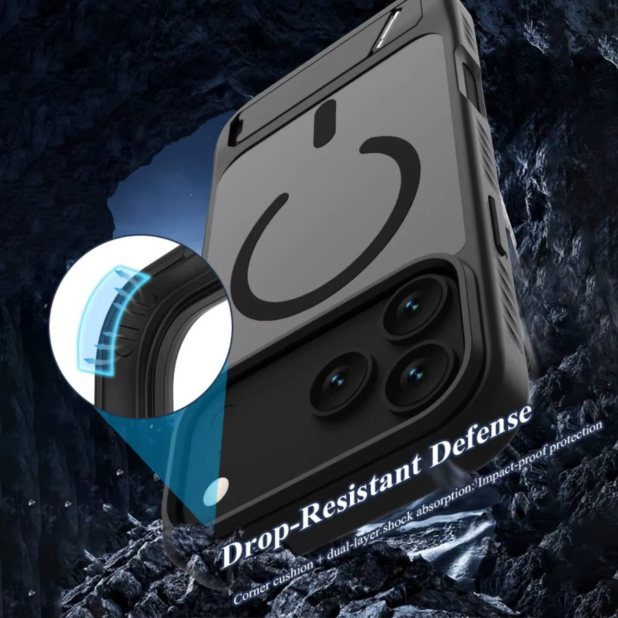 SZMUGUA Magnetische Handyhülle mit unsichtbarem Ständer für iPhone 17 Air, 17e, 16e, 16, 15 Pro Max in Schwarz und Blau - Bild 5