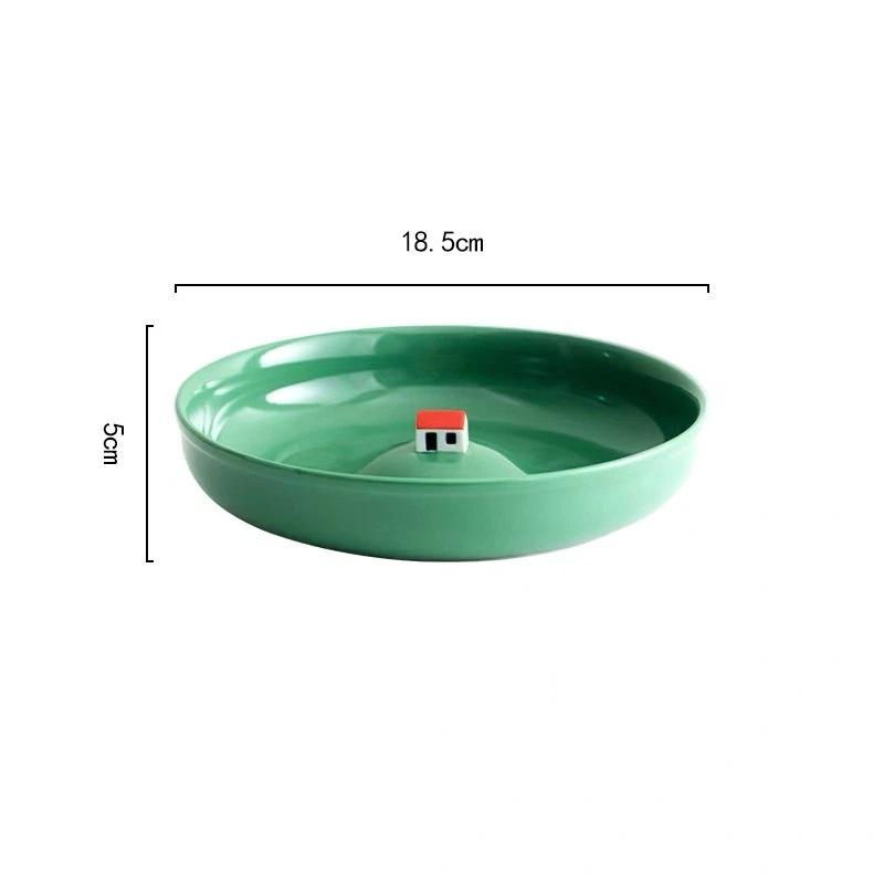 NooLim Keramikteller in Hausform, Farbe Blau, Durchmesser: 17,78 cm, Tiefe: 5 cm - Bild 2