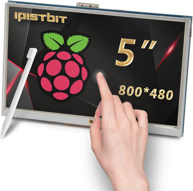 IPistBit 5 Zoll Raspberry Pi Touchscreen-Monitor mit HDMI, 800x480 Auflösung, TFT Mini-Monitor in Rot - Bild 1