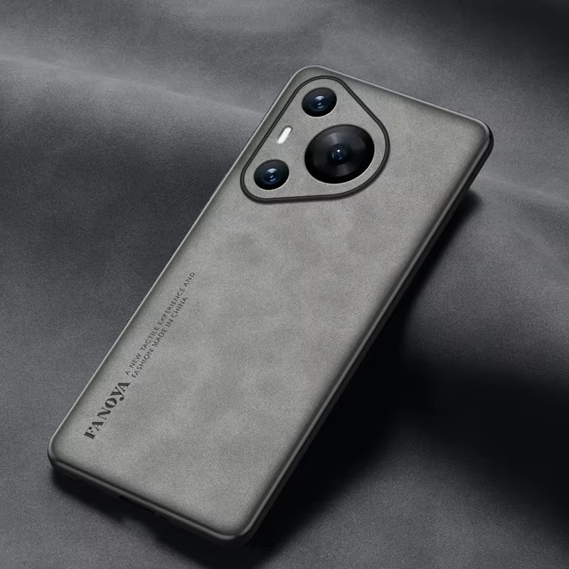 Luxus Handyhülle aus Schaffell, Leder und Silikon für Huawei Pura 80, 70 Pro, P60 Pro und Pura 70 Ultra in Braun - Bild 2