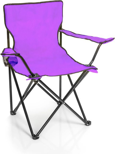 BigDean Faltstuhl Lila mit Getränkehalter und Tragetasche, Klappbarer Campingstuhl und Anglerstuhl aus beschichtetem Oxford Gewebe - Bild 1