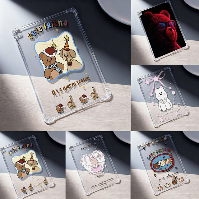 Transparente Teddybär Schutzhülle für Apple iPad Pro und iPad Air in verschiedenen Modellen - Bild 1
