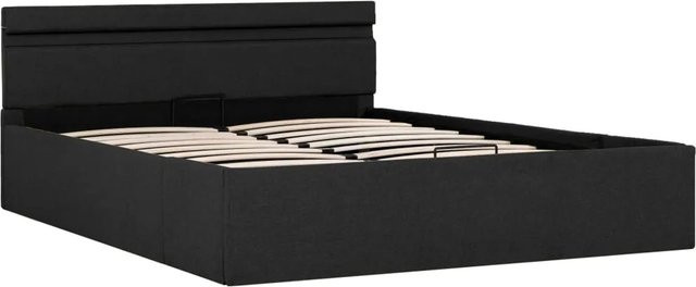 vidaXL Bett mit hydraulischem Bettkasten, LED-Beleuchtung und USB-Anschluss, Dunkelgrau, Stoff, B/T: 140 x 200 cm - Bild 1