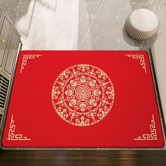 Schmutzabweisende Fußmatte im orientalischen Stil mit Blumen- und Vogelmuster, rot, B/T: 80 x 50 cm - Bild 1