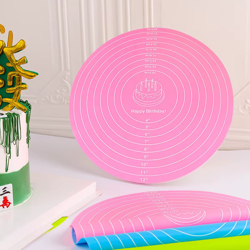 Venlohome Silikon Backmatte Rund mit Skala, Hitzebeständige Teigmatte für Kuchen und Gebäck, Durchmesser: 30 cm - Bild 2