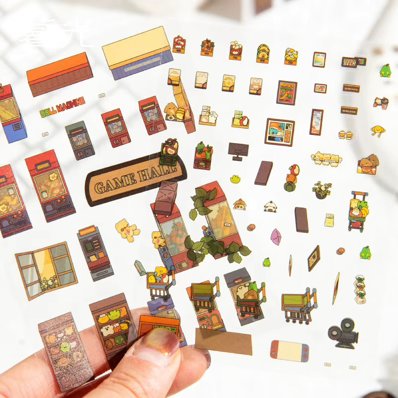 3-teiliges Set selbstklebende Miniatur-Szenen-Aufkleber mit 3D-Hüttenlandschaft in Multicolour für dein Tagebuch-DIY - Bild 2