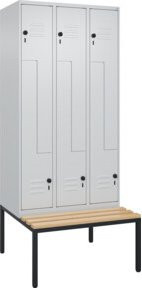 C+P Z-Spind Classic PLUS Sitzbank mit 6 Fächern und Sicherheits-Drehriegel, Buche-Hartholz, B/T/H: 212,0 x 90,0 x 81,5 cm - Bild 1