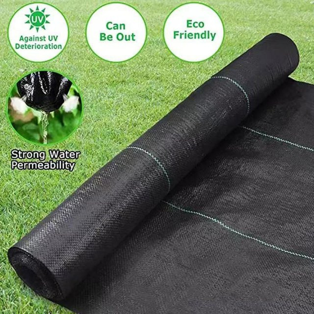 DHDH Unkrautvlies aus Kunststoff als Garten Unkrautbarriere und Geotextil für das Gewächshaus, Schwarz, Breite: 0,5 m, Länge: 5 m - Bild 1
