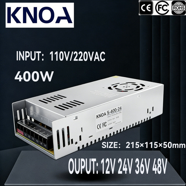 KNOA Schaltnetzteil 400W AC 110V-220V zu DC 12V 24V 36V 48V Netzadapter Treiber Transformator in Silber für LED-Streifen und CCTV-Kameras - Bild 1