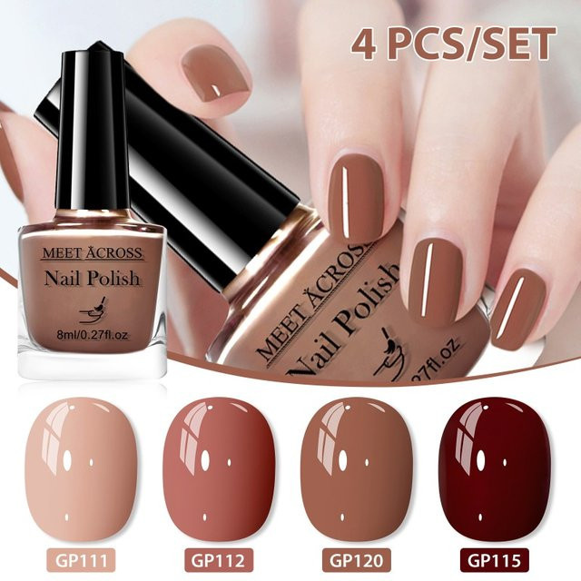 MEET ACROSS Gel-Nagellack-Set, Schimmernd, Rosa-Braun, 4 x 8 ml - Bild 1