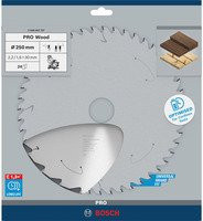 Bosch PRO Wood Hartmetall Kreissägeblatt für Akkusägen mit 24 Zähnen, Durchmesser: 250 mm, Bohrung: 30 mm - Bild 2