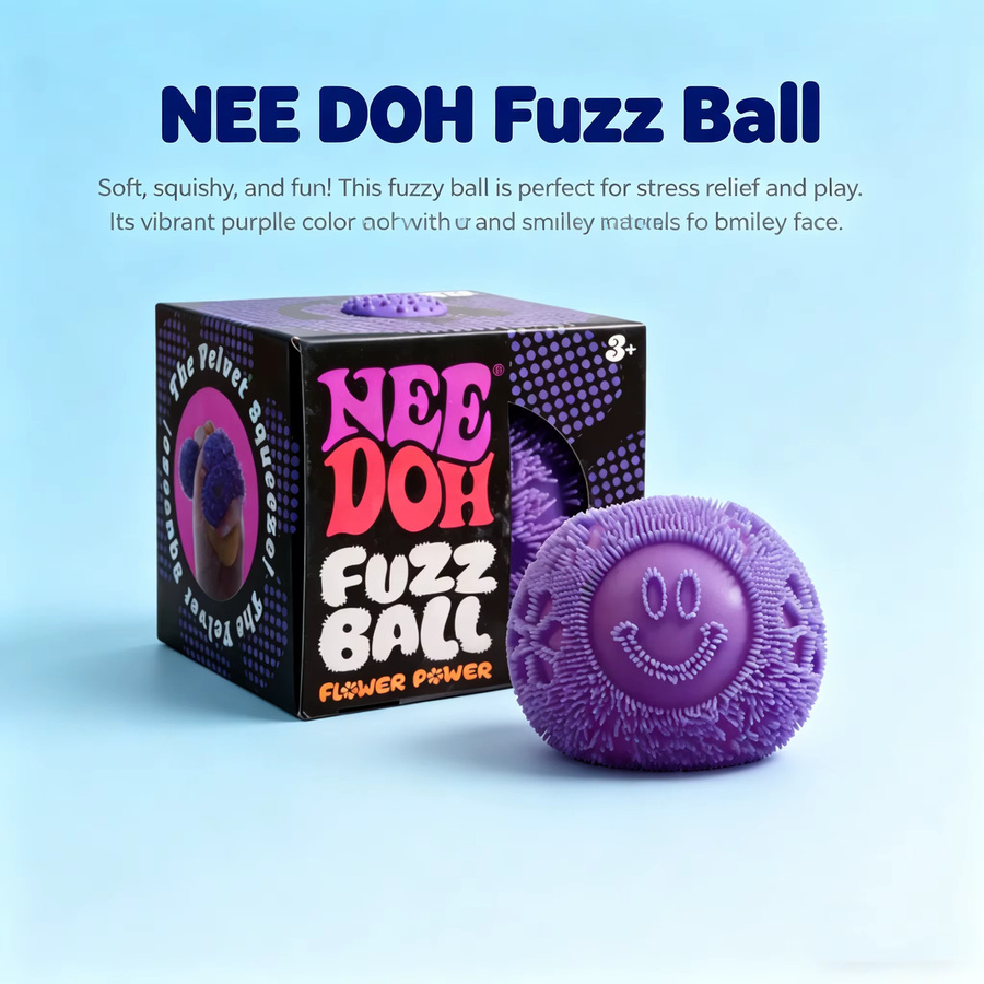Schylling Flower Power Fuzz Ball Smiley-Gesicht, Weiches Quetschspielzeug, ab 3 Jahre - Bild 5