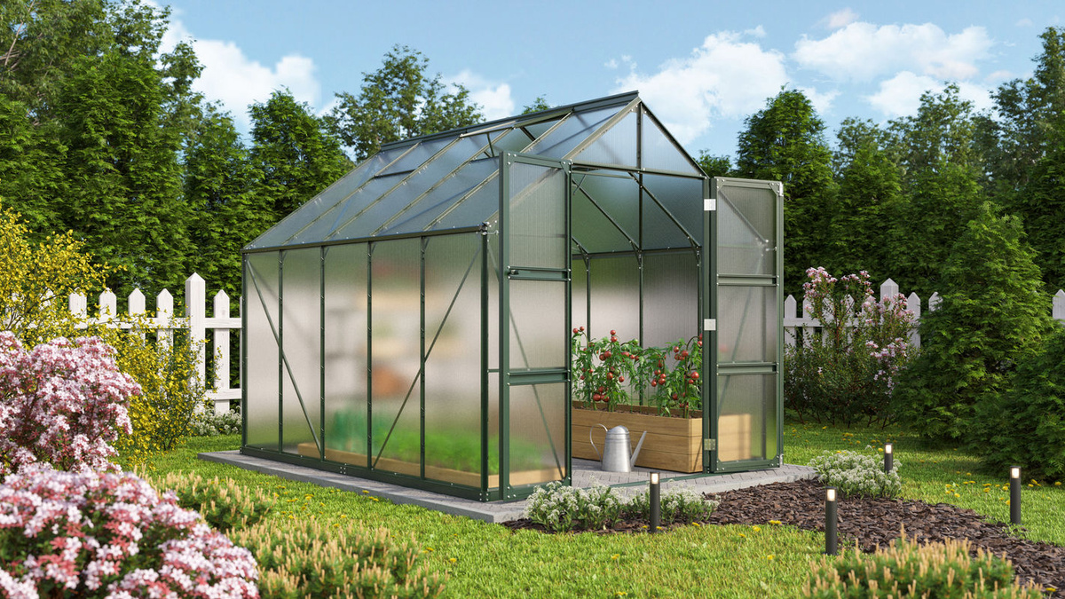 Vitavia Gewächshaus Domus 8300 in Smaragdgrün mit 8,3 m² Fläche und 4 mm Polycarbonat-Verglasung - Bild 2