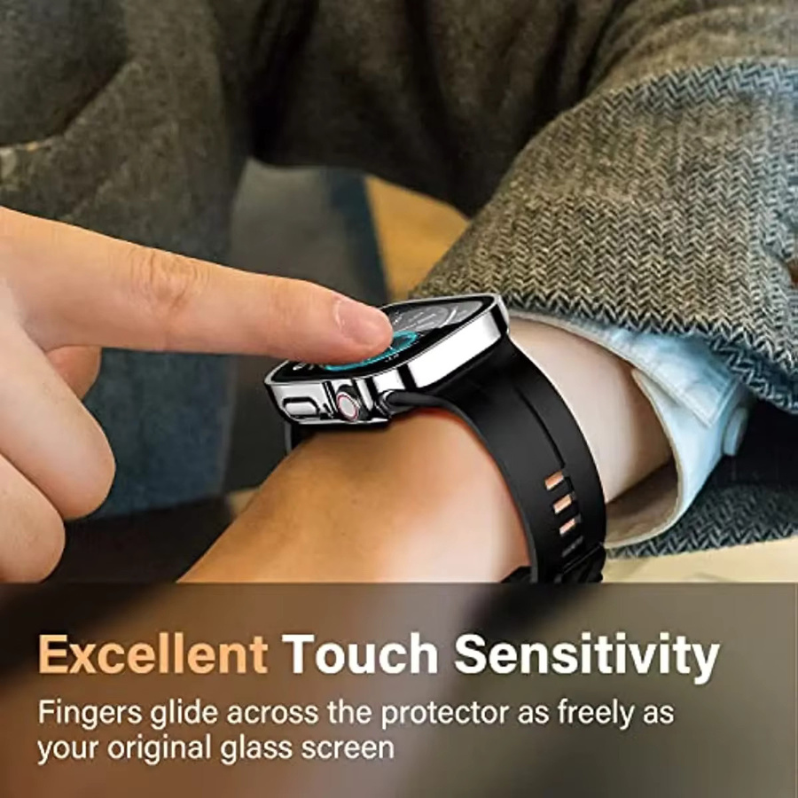 CAOWTAN PC-Gehäuse mit Displayschutzfolie und Glas für Apple Watch und iWatch in Silber - Bild 6