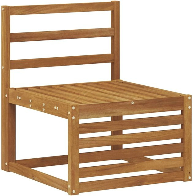 vidaXL Sofagarnitur aus Massivholz Akazie in Natur Braun, 10-teiliges L-Shape Set mit Polstern und Latten-Design - Bild 1