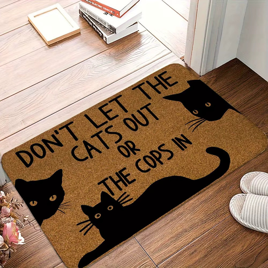VIKAMA Cartoon Schwarzer Katzenteppich als schmutzabweisende Bodenmatte für Wohnzimmer, Schlafzimmer oder Badezimmer, B/T/H: 40 x 40 x 40 cm - Bild 3