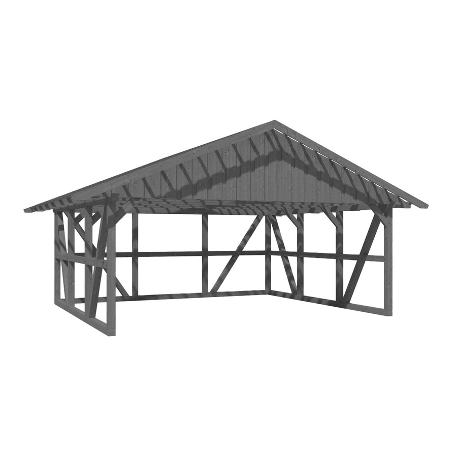 Skan Holz Carport Schwarzwald aus Fichtenholz mit Satteldach, Dachlattung und Rückwand in Schiefergrau, B/T: 684 x 600 cm - Bild 2