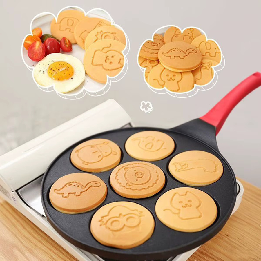 Willstar Pfannkuchenpfanne mit 7 Tierformen, antihaftbeschichtete Crepe-Pfanne für Kinder, in Rot oder Schwarz - Bild 3