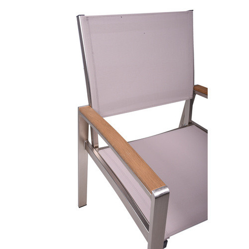 Garden Pleasure Stapelstuhl Florence 2er Set aus Aluminium und Textilene mit Armlehnen in Grau und Beige - Bild 2