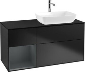 V&B Waschtischunterschrank Finion mit Wandbeleuchtung, Blau lackiert, Breite: 120 cm, Tiefe: 50,1 cm, Höhe: 50,1 cm - Bild 1