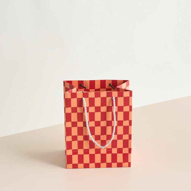 Papiertasche Karo Rot von BLUME2000 in Größe S - Bild 1