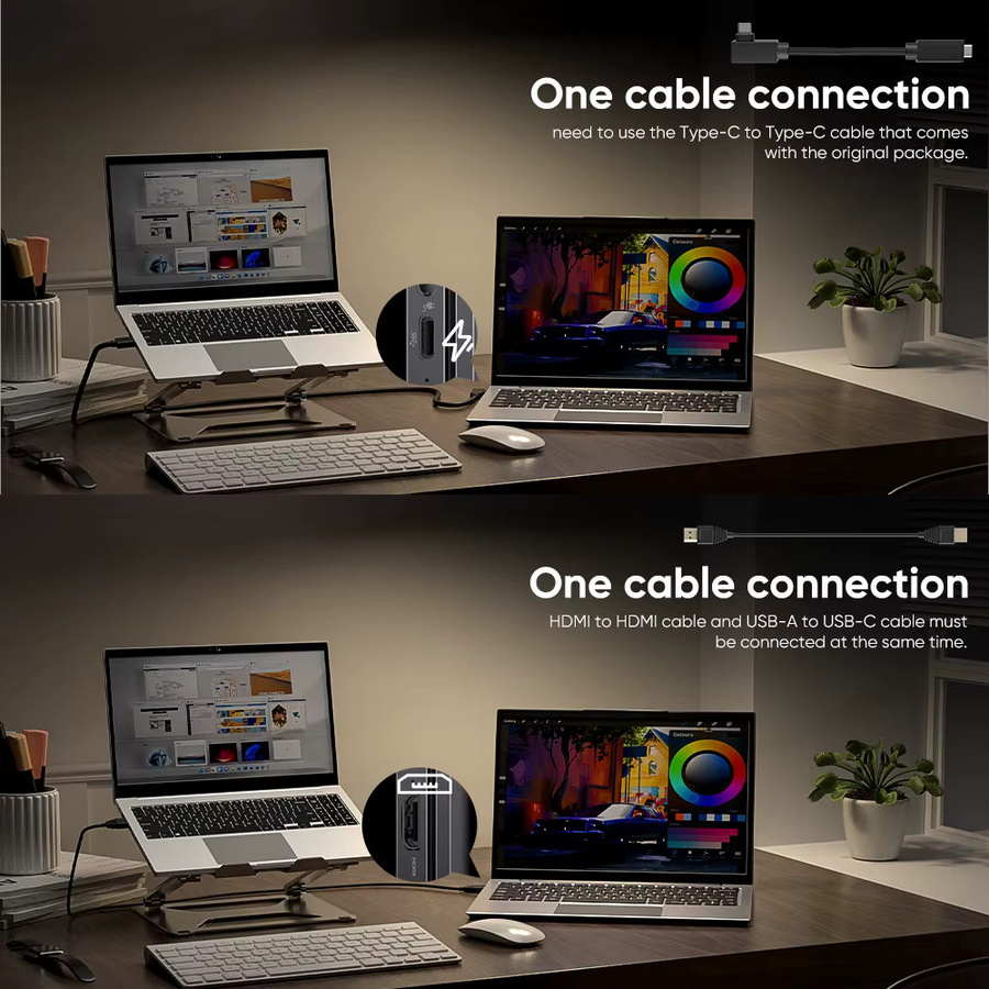 Dopesplay 14,1 Zoll tragbarer Lapdock-Monitor mit Tastatur und Akku, 1080P Full HD IPS Display, 60 Hz für Laptop, Steam Deck, Mac und Smartphone - Bild 4