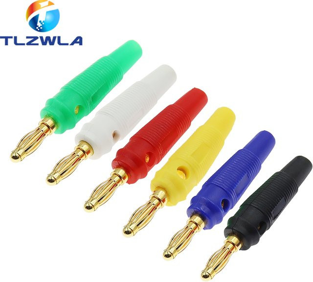 5er-Set Vergoldete Lautsprecherkabel-Stecker aus reinem Kupfer, 4mm Banana-Stecker in Grün - Bild 1