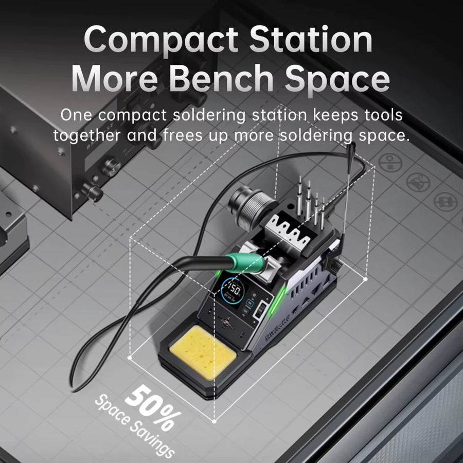 FNIRSI DWS-P2 Tragbare Mini-Lötstation in Schwarz mit 100W Max PD Typ-C und 100 °C-450 °C Schnellheizgerät für Reparaturen - Bild 2