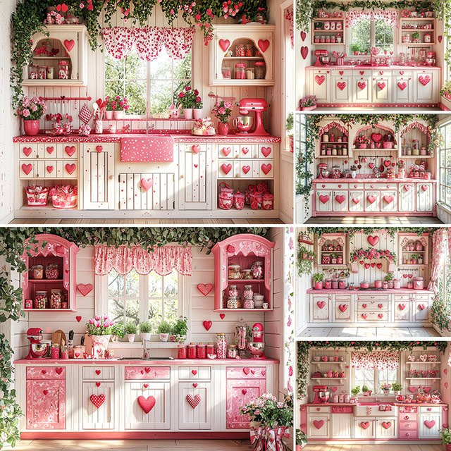 LS Fotografie Hintergrund mit floralem Design in Rosa für Valentinstag, Geburtstag oder Party als Studio Photozone - Bild 1