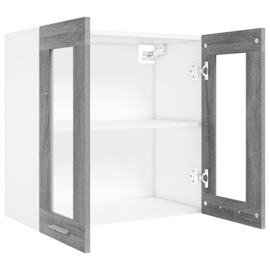 vidaXL Hängeschrank mit Glastüren in Grau, B/T/H: 60 x 31 x 60 cm - Bild 2
