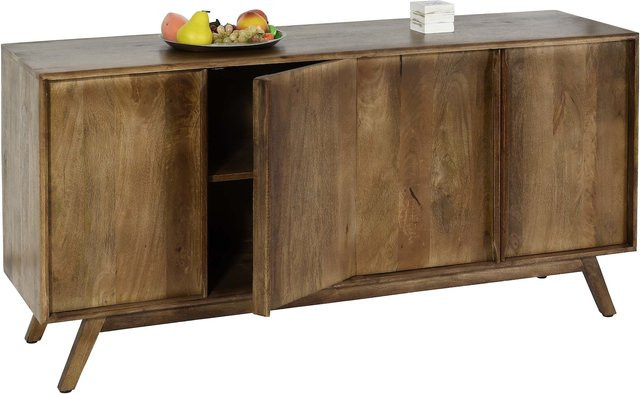Sideboard MCW-L96 aus Massiv-Holz Mango in Braun mit 4 Regalböden, H: 72 cm, B: 146 cm, T: 43 cm - Bild 1
