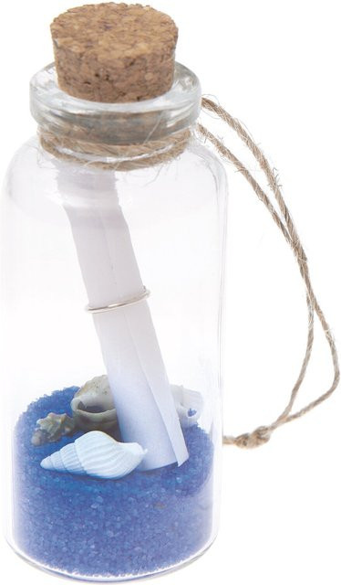 Rico Design Hänger Flaschenpost mit Sand und Muscheln in Blau, Höhe: 6,5 cm - Bild 1