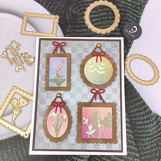 Alinacutle Metall-Stanze Retro-Fotorahmen Anhänger in Gold für DIY-Bastelarbeiten und Grußkarten - Bild 1