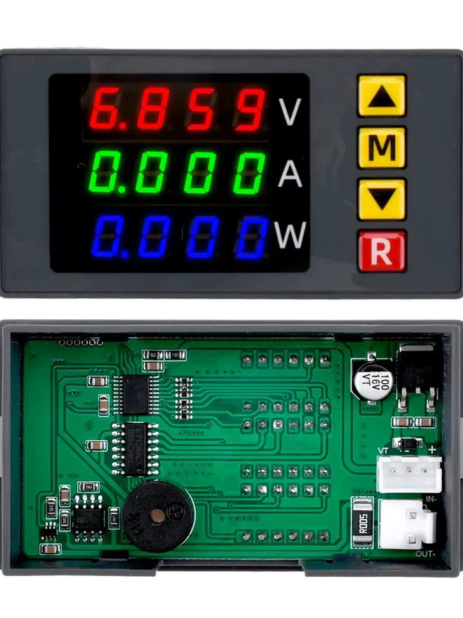 Gaqqee BM730 Digitales Voltmeter und Amperemeter mit Leistungsmesser, 100 V, 10 A, 1000 W, Spannungs- und Stromanzeige mit Trimmer und Summer - Bild 4