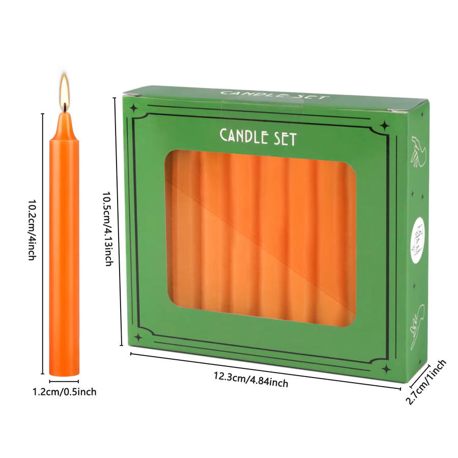 20 Stück CAKETYCG Tischkerzen aus Orangenholz, unparfümiert, tropffrei und rauchfrei, Farbe: Orange, Höhe: 10,16 cm - Bild 2