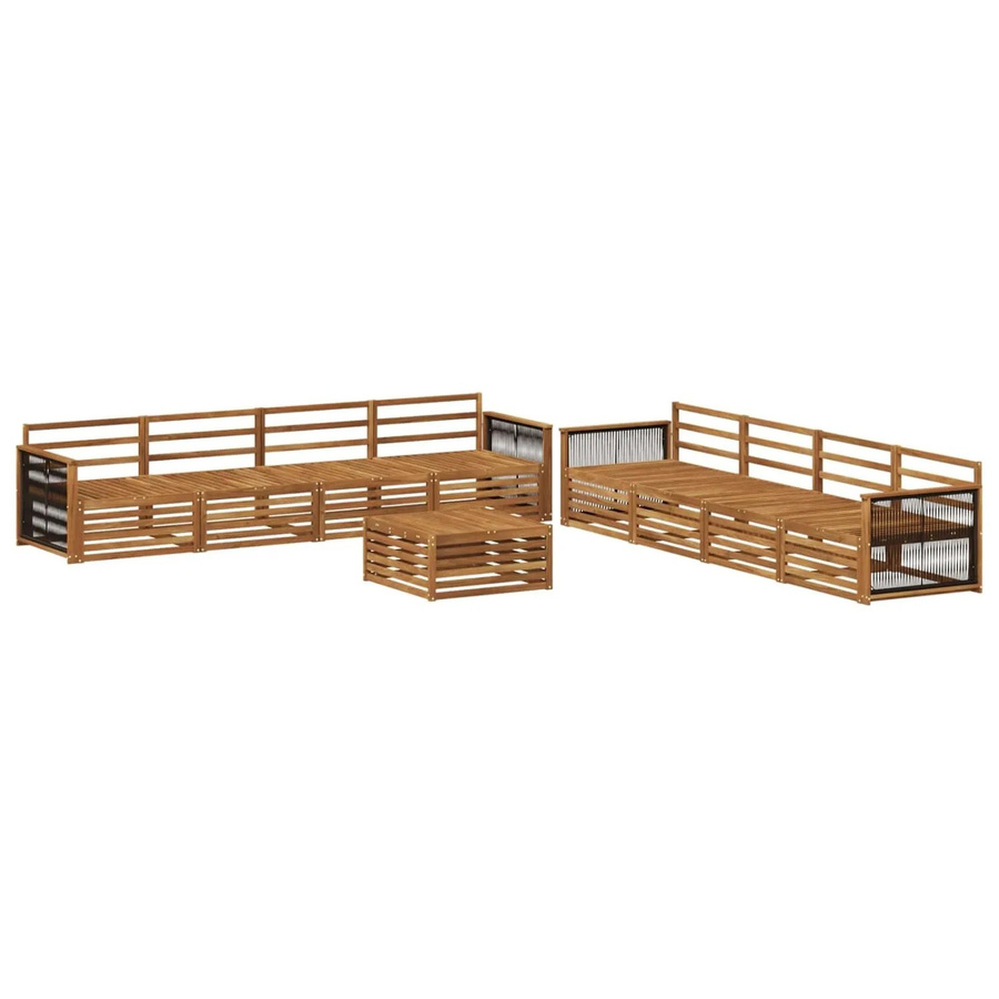 vidaXL Outdoor-Sofagarnitur aus Massivholz Akazie in Braun, 9-teiliges Set mit Tisch und Sitzmöbeln - Bild 2