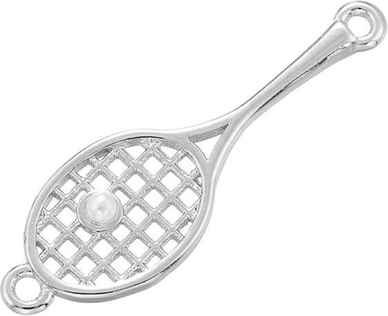 YULIN Anhänger, Tennisracket-Form, Kupfer, Zirkonia, Perle, Weiß, Damen - Bild 1