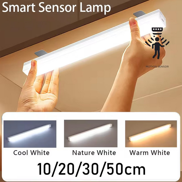 CENSHION LED Schrankleuchte mit Bewegungsmelder und White Light, USB wiederaufladbar als Unterbauleuchte für Küche und Schrank - Bild 1