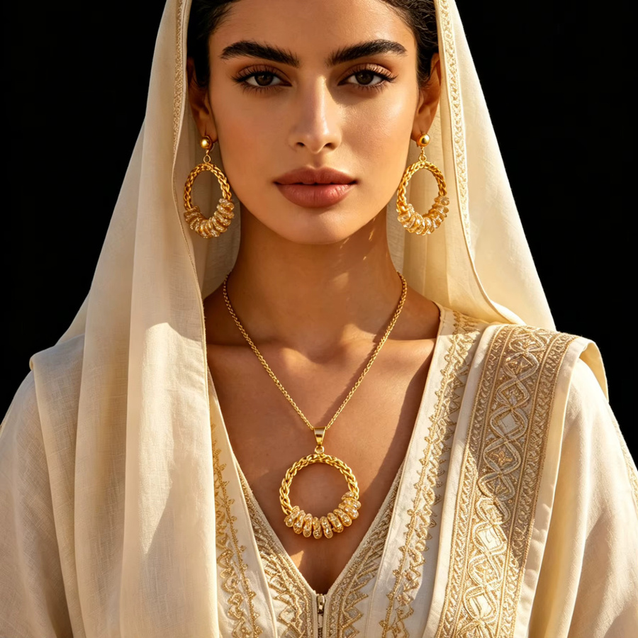 Schmuck-Set Halskette mit Anhängern und Ohrringe, Gold, Kristall, Damen - Bild 3